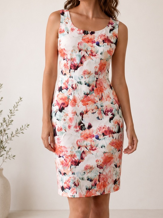 L.K. Bennett Roxette Sleeveless Career Floral Dress In Orange